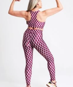 Terez Raspberry Geometric Hi-Shine Leggings