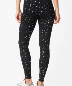 Terez Black Silver Mini Star Foil Uplift Leggings