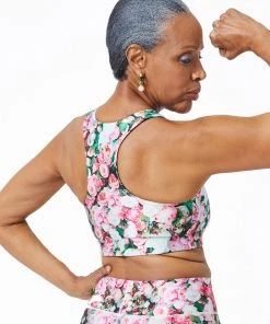 Terez Pink Floral Bouquet Hi-Shine Sports Bra Spring Collection