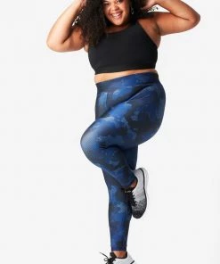 Terez Navy Camo Stripe Hi-Shine Leggings