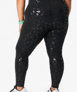 Terez Best Sellers Black Cheetah Foil UpLift Leggings