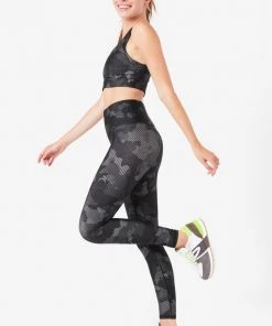 Terez Charcoal Camo Stripe Hi-Shine Leggings