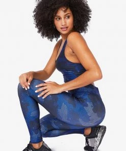 Terez Navy Camo Stripe Hi-Shine Leggings