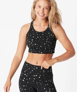 Terez Black Silver Mini Star Foil UpLift Bra Bras & Tops