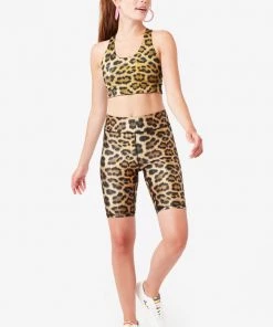 Terez Leopard Goals Hi-Shine Bike Shorts