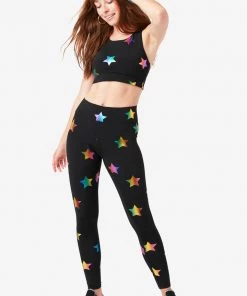 Terez Black Rainbow Star Foil UpLift Leggings