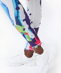 Terez Dove Gray Sound Splatter DuoKnit Leggings