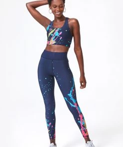 Terez Midnight Blue Splatter DuoKnit Sports Bra