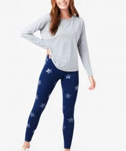 Terez Navy Tonal Star Foil UpLift Leggings