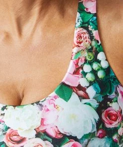 Terez Pink Floral Bouquet Hi-Shine Sports Bra Spring Collection