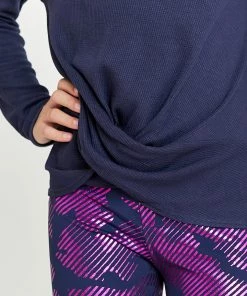 Terez Girls Waffle Twist Front Long Sleeve In Navy 12 Terez Girls Waffle Twist Front Long Sleeve In Navy