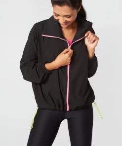 Terez Black Neon Streak RipStop Windbreaker Tennis