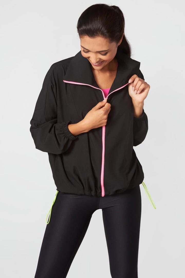 Terez Black Neon Streak RipStop Windbreaker Tennis 1 Terez Black Neon Streak RipStop Windbreaker Tennis