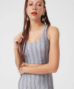 Terez Silver Cable Knit Hi-Shine Sports Bra Bras & Tops