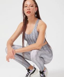 Terez Silver Cable Knit Hi-Shine Sports Bra Bras & Tops