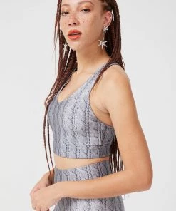 Terez Silver Cable Knit Hi-Shine Sports Bra Bras & Tops