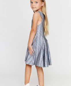 Terez Girls Silver Cable Knit Skater Dress