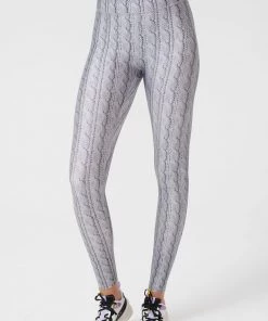 Terez Silver Cable Knit Hi-Shine Leggings