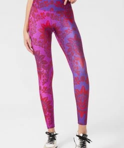 Terez Ruby Amethyst Damask Hi-Shine Leggings