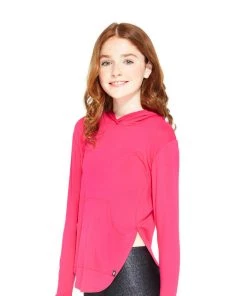 Terez Girls Hot Pink Hooded Long Sleeve