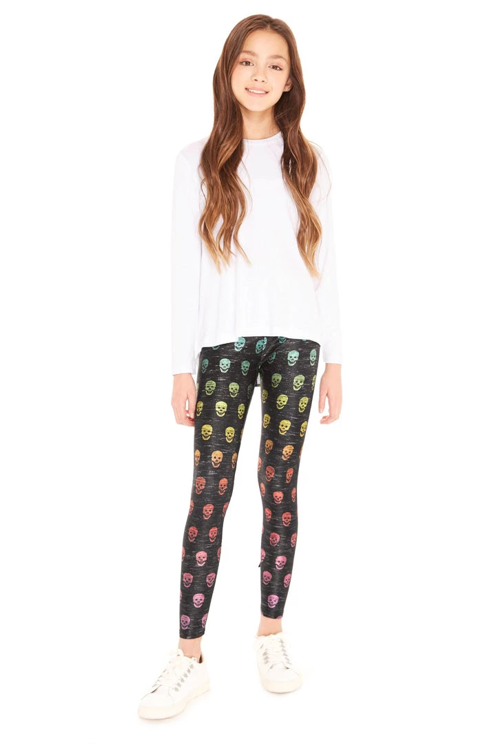 Terez Girls Heathered Rainbow Skull Leggings 1 Terez Girls Heathered Rainbow Skull Leggings