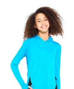 Terez Girls Turquoise Hooded Long Sleeve