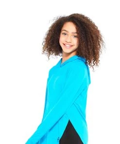 Terez Girls Turquoise Hooded Long Sleeve