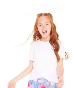 Terez Girls White Cross Front Tee