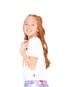 Terez Girls White Cross Front Tee