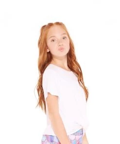Terez Girls White Cross Front Tee