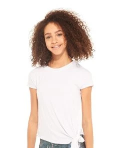 Terez New Arrivals Girls White Tie Front T-Shirt