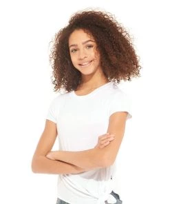 Terez New Arrivals Girls White Tie Front T-Shirt