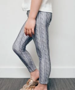 Terez Girls Silver Cable Knit Leggings