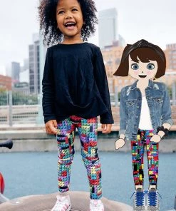Terez Girls The Charmsters Glitter Blocks Leggings