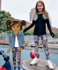 Terez Girls The Charmsters Glitter Blocks Leggings