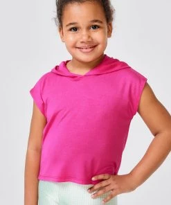 Terez New Arrivals Girls Hot Pink Crop Hoodie