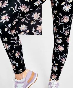 Golden Times Florals Terez X Black Iris Midnight Lillies TLC Leggings