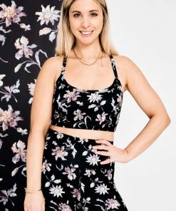 Golden Times Florals Terez X Black Iris Midnight Lillies TLC Y-Back Bralette