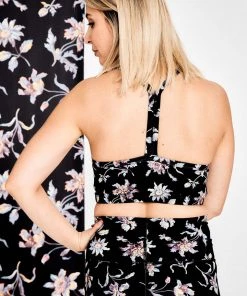 Golden Times Florals Terez X Black Iris Midnight Lillies TLC Y-Back Bralette