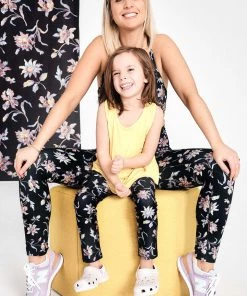 Golden Times Florals Terez X Black Iris Midnight Lillies TLC Leggings