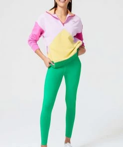 Terez New Arrivals Spring Mix Colorblock Quarter Zip Sweatshirt