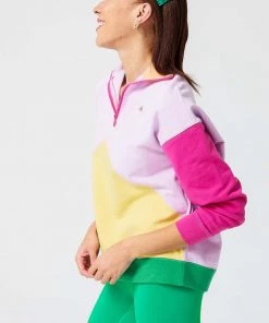 Terez New Arrivals Spring Mix Colorblock Quarter Zip Sweatshirt