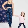 Terez X Black Iris Girls Navy Blue Blossom Leggings