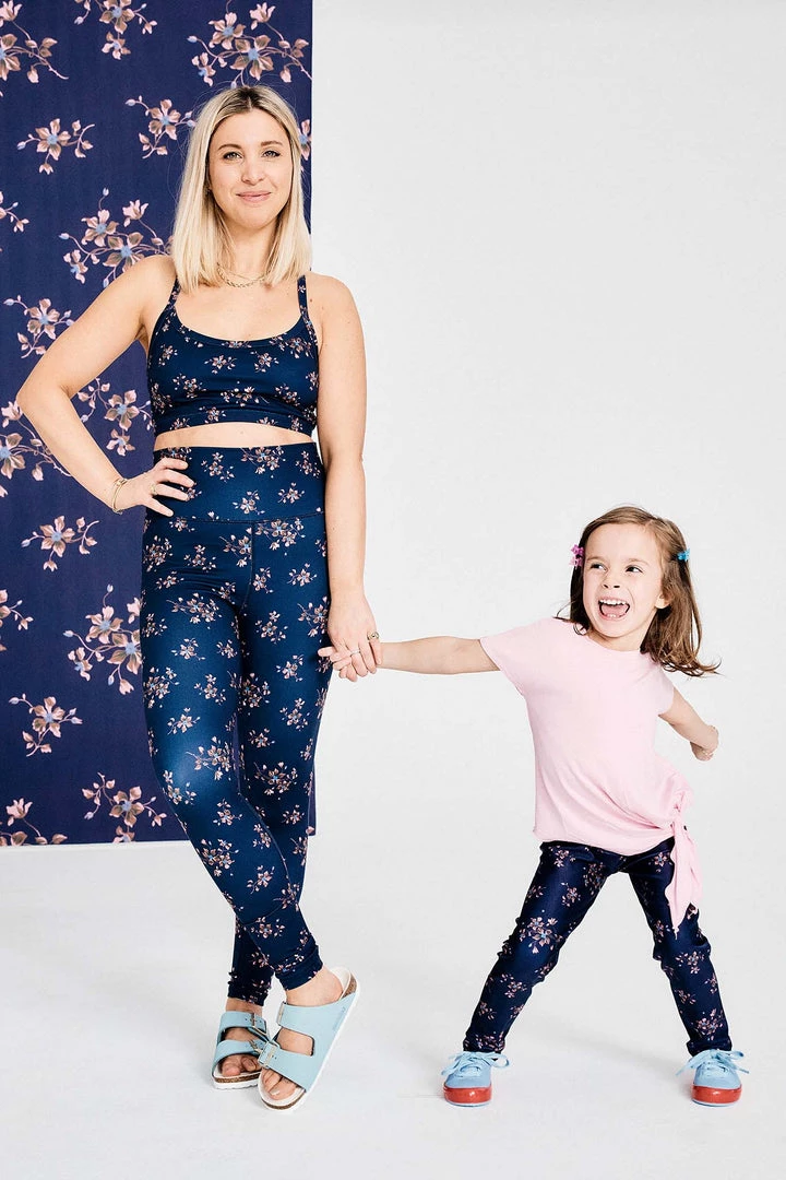 Terez X Black Iris Girls Navy Blue Blossom Leggings 2 Terez X Black Iris Girls Navy Blue Blossom Leggings