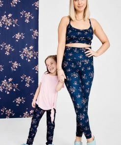 Terez X Black Iris Girls Navy Blue Blossom Leggings 6 Terez X Black Iris Girls Navy Blue Blossom Leggings