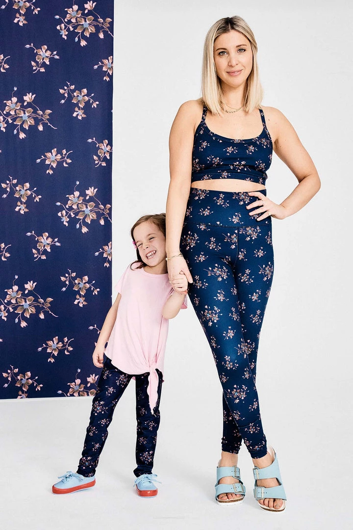 Terez X Black Iris Girls Navy Blue Blossom Leggings 3 Terez X Black Iris Girls Navy Blue Blossom Leggings