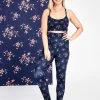 Golden Times Terez X Black Iris Navy Blue Blossom TLC Leggings Florals