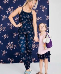 Terez X Black Iris Girls Navy Blue Blossom Skater Skirt