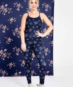 Golden Times Bodysuits Terez X Black Iris Navy Blue Blossom TLC Bodysuit