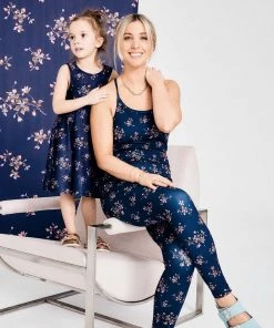 Terez X Black Iris Girls Navy Blue Blossom Skater Dress